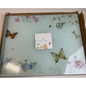 Lenox Butterfly Meadow Glass Food Preparation Board 13in 888081 Floral Butterfly
